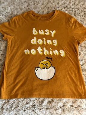 Love Tribe Gudetama 'Busy Doing Nothing' Tee - Mustard